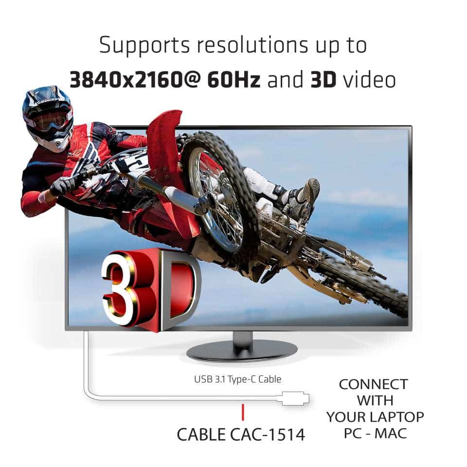 CLUB3D USB C to HDMI 2.0 UHD Cable Active 1.8 M./5.9 Ft. - Afbeelding 5