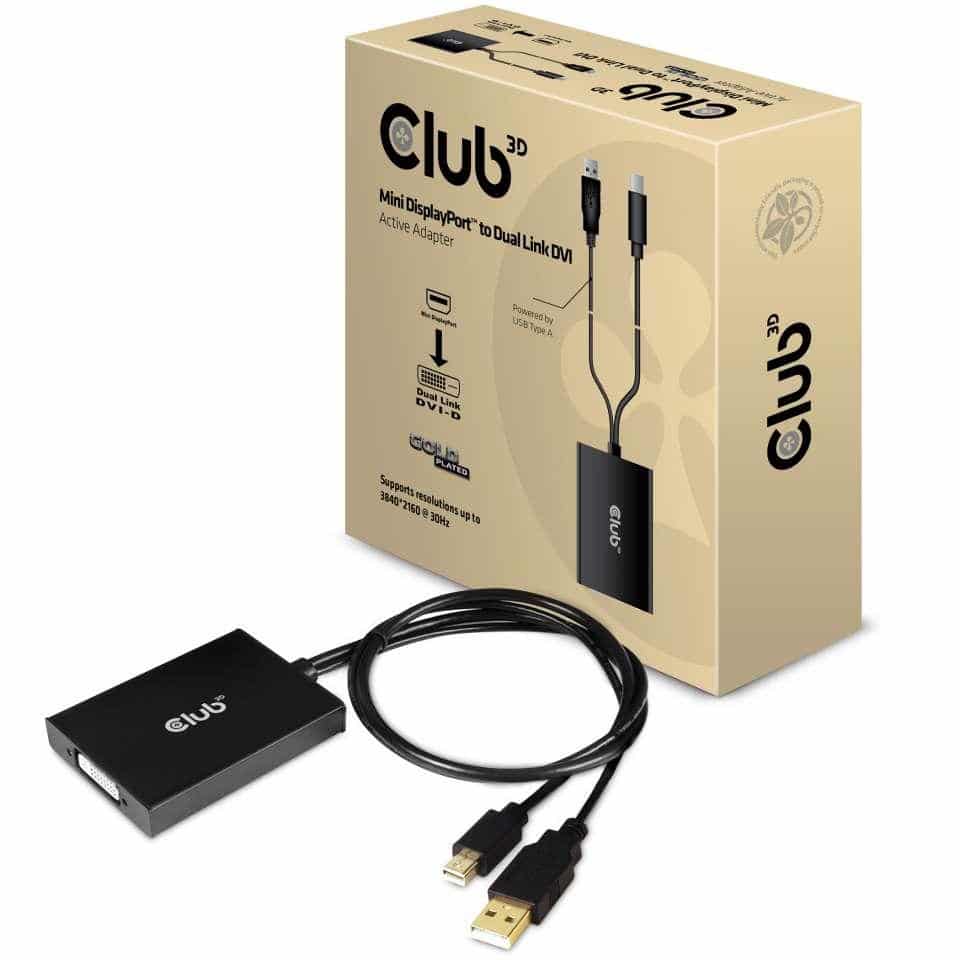 CLUB3D MiniDisplayPort 1.2a to Dual Link DVI-D Active Adapter - Afbeelding 3