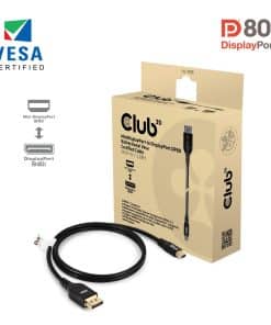 CLUB3D Mini DisplayPort to DisplayPort Bi-Directional VESA DP80 Certified Cable M/M 1m/3.28ft - Afbeelding 3