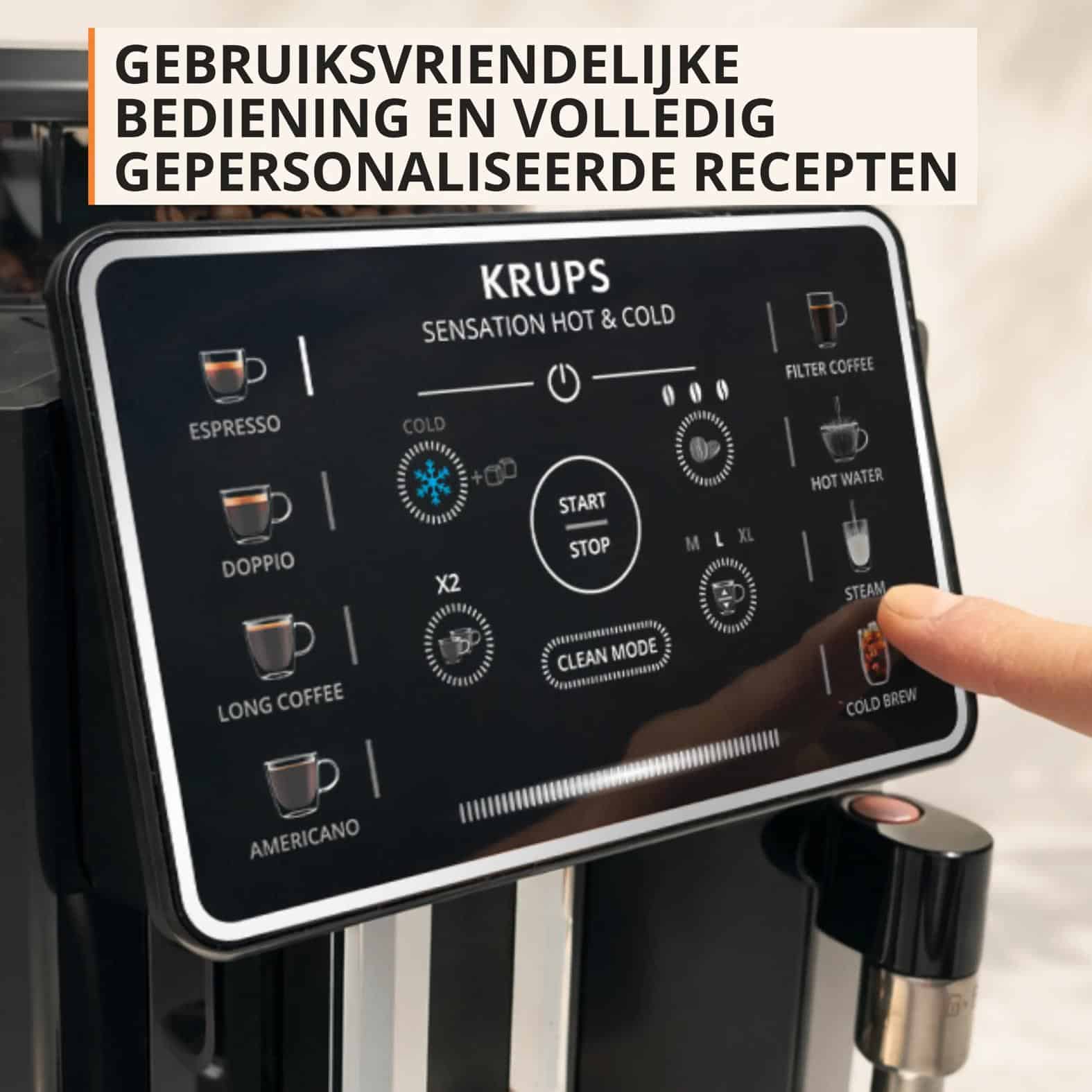 Krups Sensation Hot & Cold EA9138 volautomatische koffiemachine - 12 recepten - Stoompijpje