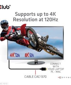 CLUB3D Ultra High Speed HDMI2.1 gecertificeerde kabel 4K120Hz, 144Hz 48Gbps M/V 1.5M - Afbeelding 3