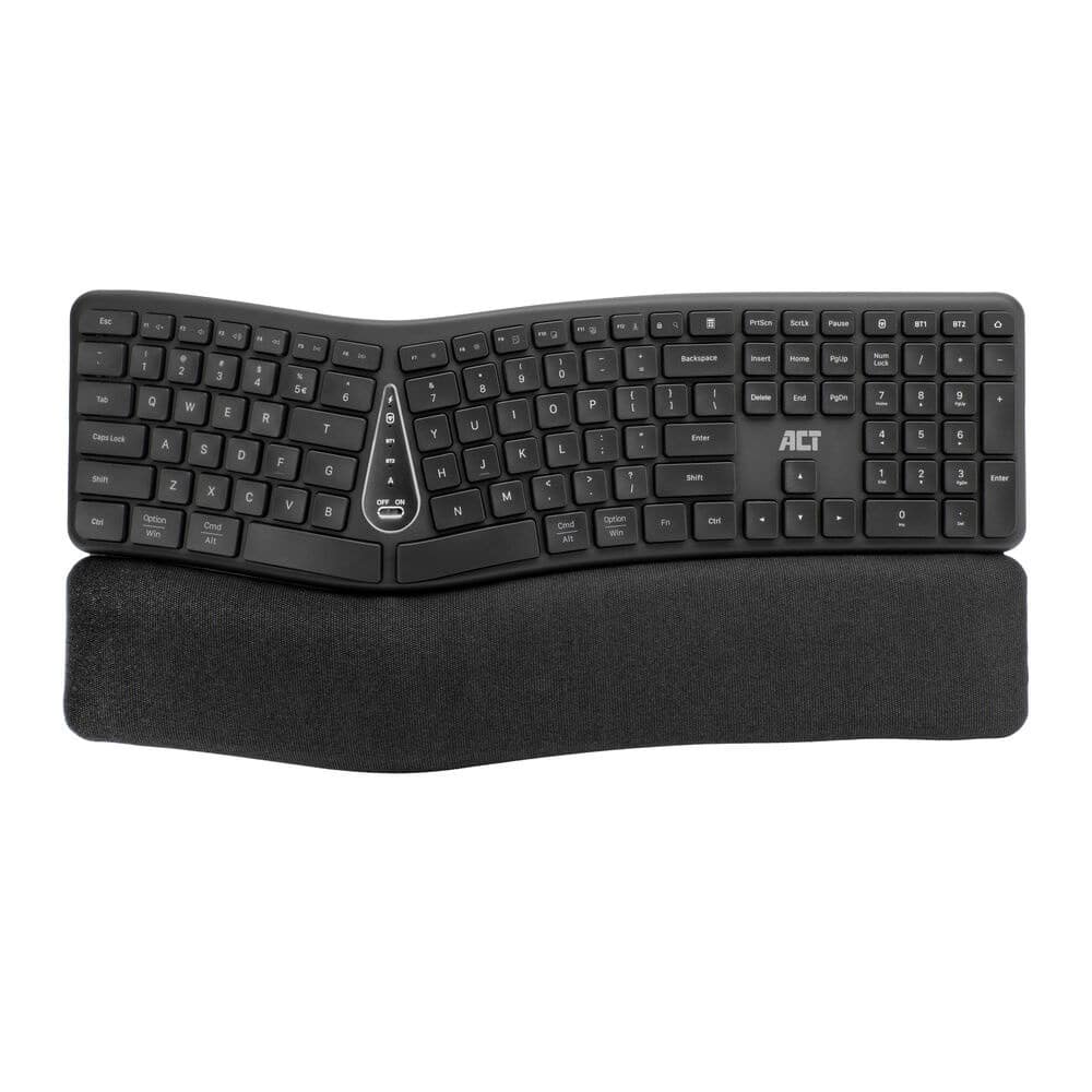 ACT Ergonomisch Bluetooth toetsenbord, multi-connect (QWERTY/US layout)