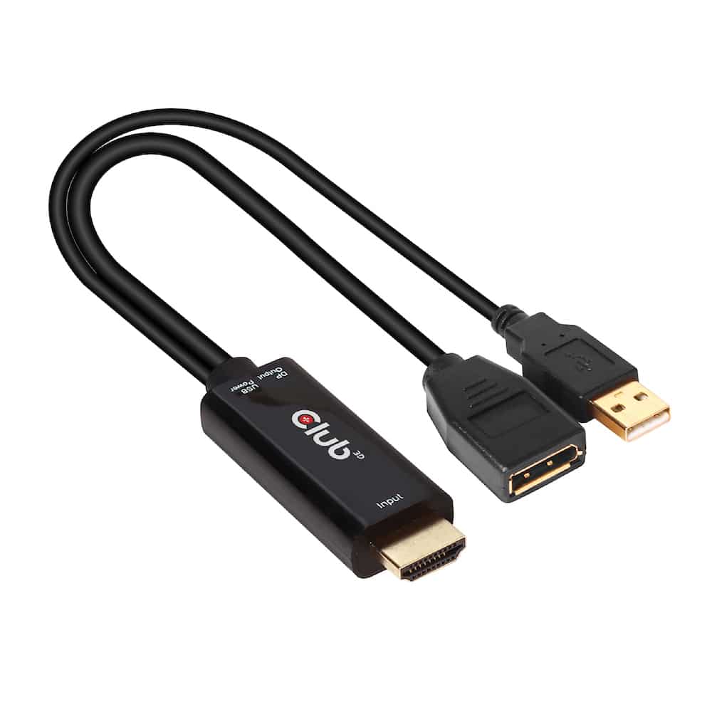 CLUB3D CAC-1331 video kabel adapter 0,25 m HDMI DisplayPort Zwart - Afbeelding 2